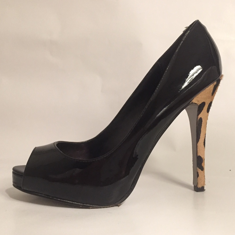 Steve Madden Blk Patent w/Pony-hair Heel